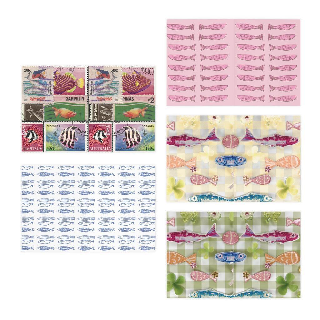 Retro Fish Summer Print Greeting Cards (5-Pack)