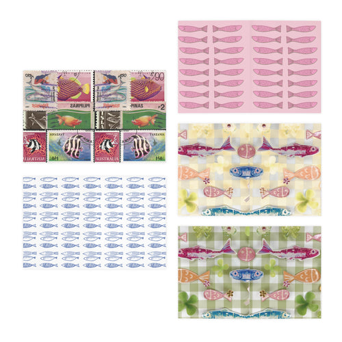 Retro Fish Summer Print Greeting Cards (5-Pack)